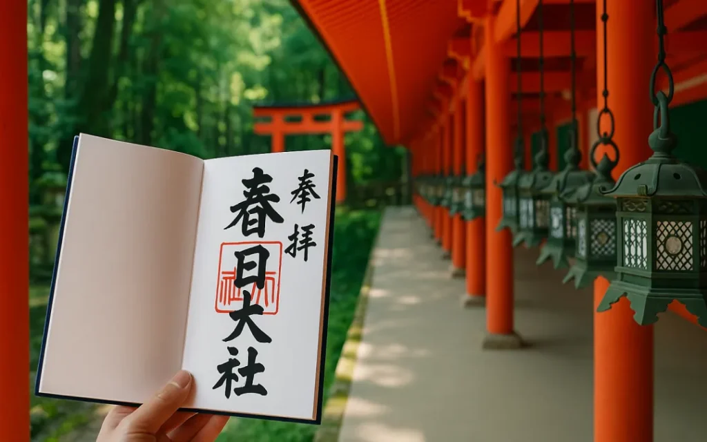 回廊と御朱印帳（イメージ）
