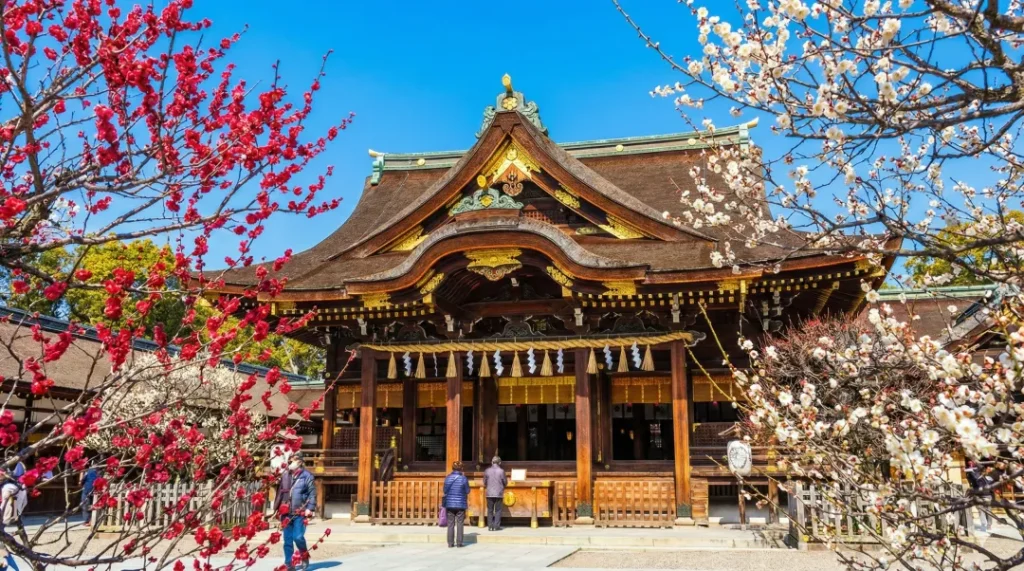 梅の花と北野天満宮（イメージ）