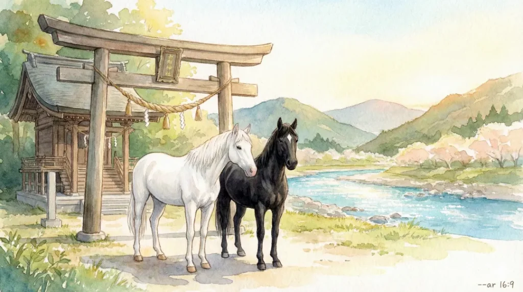 黒と白の神馬（イメージ）