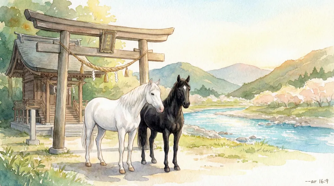 黒と白の神馬（イメージ）