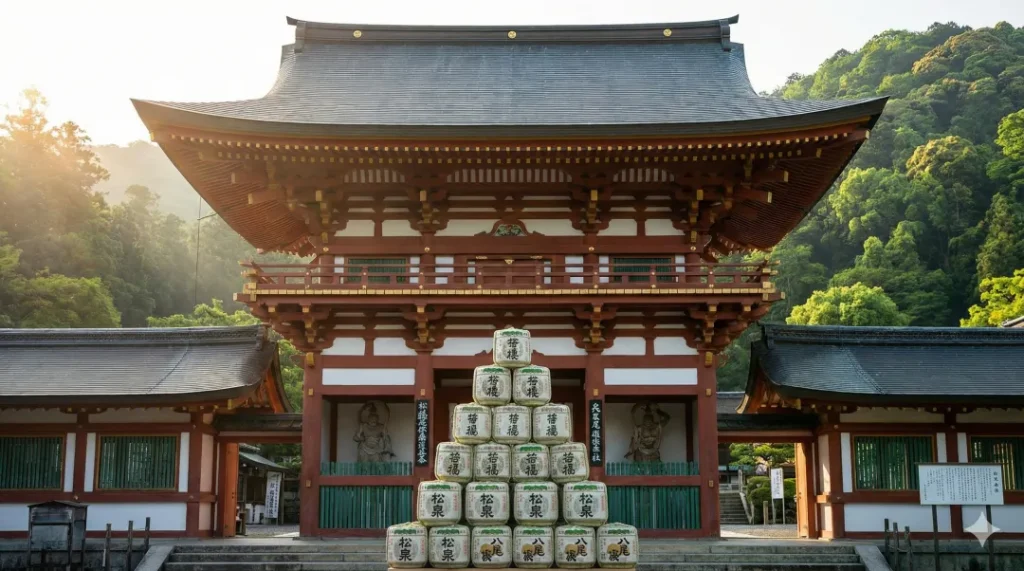 楼門の前の酒樽（イメージ）