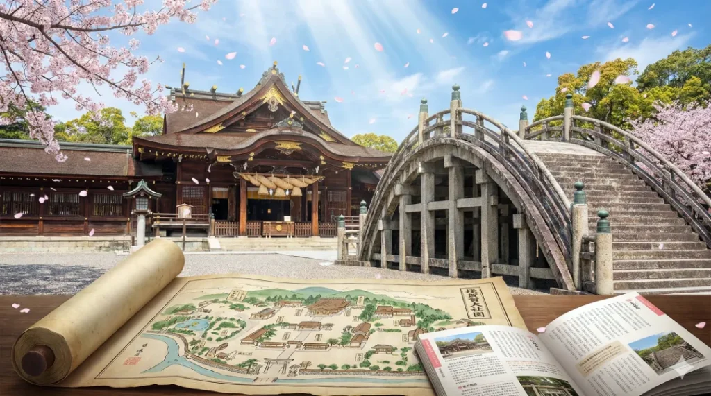 太閤橋と社殿（イメージ）