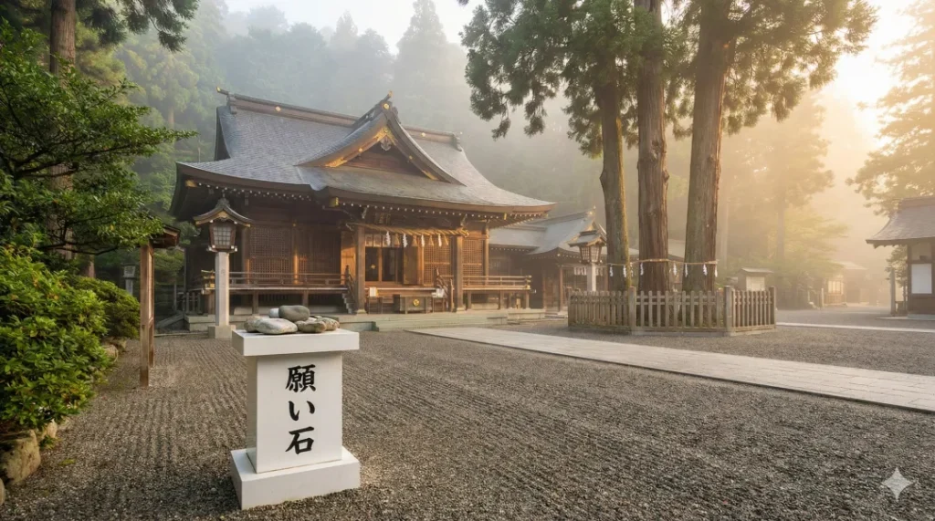 願い石と社殿